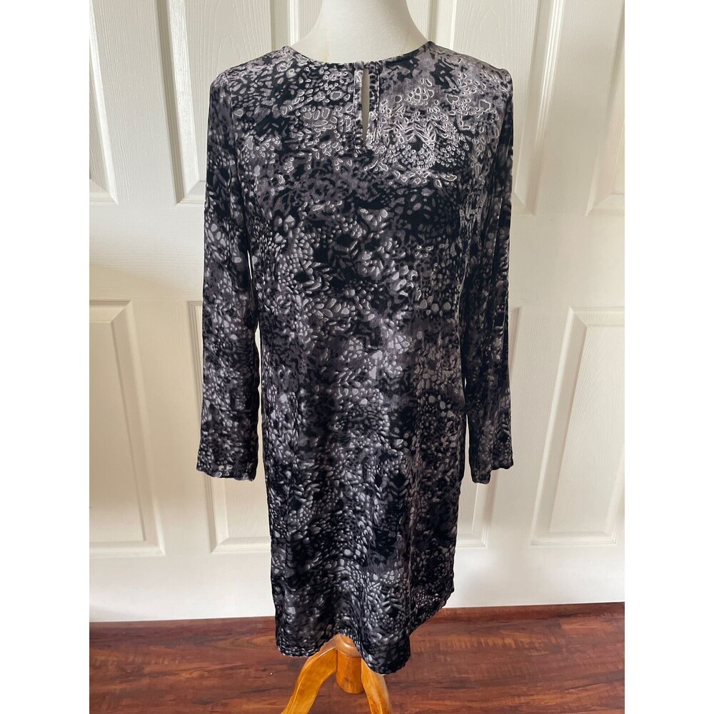 J Jill Womens Shift Dress Size Small Petite Burnout Velvety Lined Silk Blend